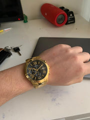  Shop Authentic Guess Atlas Chronograph Black Dial Gold Steel Strap Watch for Men - W0668G8 - Luxxuri