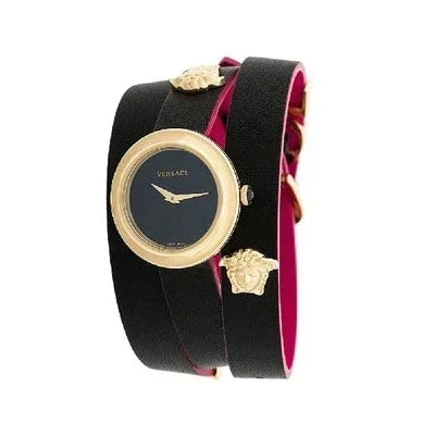  Shop Authentic Versace V-Flare Quartz Black Dial Black Leather Strap Watch for Women - VEBN00218 - Luxxuri