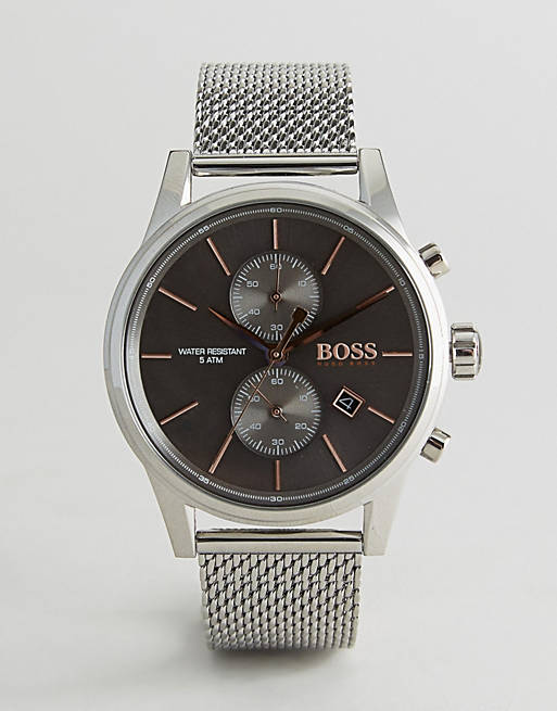  Shop Authentic Hugo Boss Jet Chronograph Grey Dial Silver Mesh Bracelet Watch for Men - 1513440 - Luxxuri