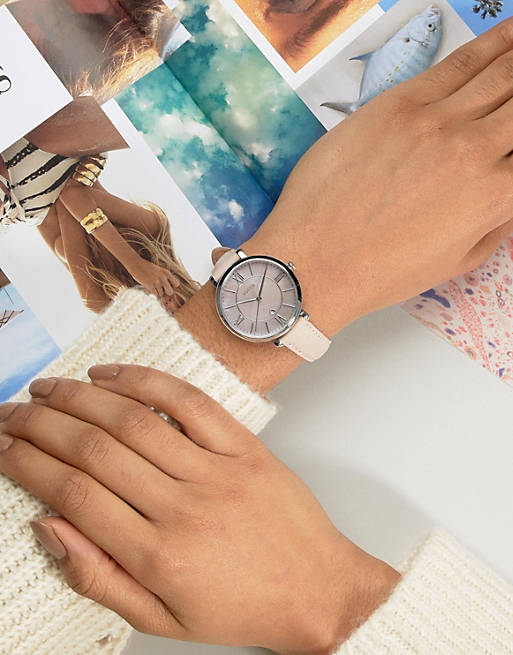  Shop Authentic Fossil Jacqueline Blush Mother of Pearl Dial Pink Leather Strap Watch for Women - ES4151 - Luxxuri