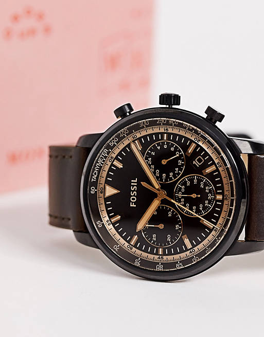  Shop Authentic Fossil Goodwin Chronograph Brown Dial Brown Leather Strap Watch for Men - FS5529 - Luxxuri