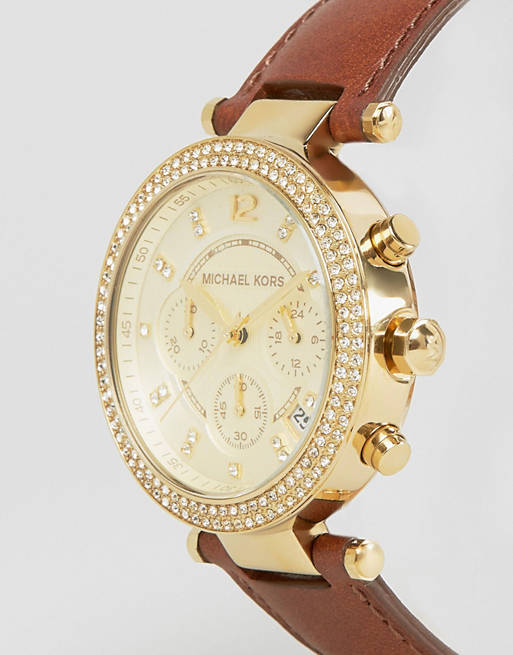  Shop Authentic Michael Kors Parker Champagne Dial Brown Leather Strap Watch for Women - MK2249 - Luxxuri