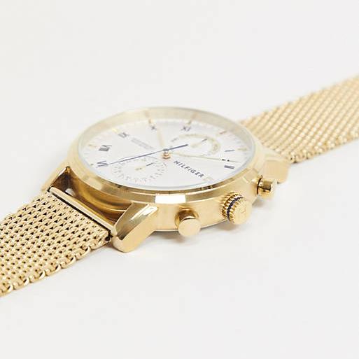 Shop Authentic Tommy Hilfiger Kane White Dial Gold Mesh Bracelet Watch for Men - 1710403 - Luxxuri