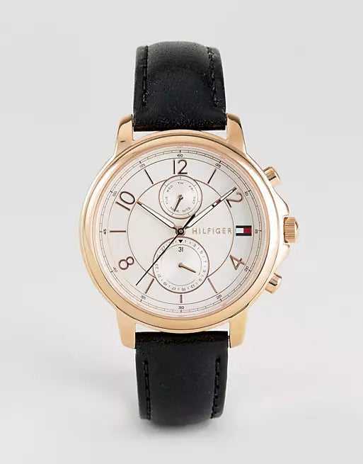  Shop Authentic Tommy Hilfiger Claudia White Dial Black Leather Strap Watch for Women - 1781817 - Luxxuri