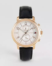  Shop Authentic Tommy Hilfiger Claudia White Dial Black Leather Strap Watch for Women - 1781817 - Luxxuri
