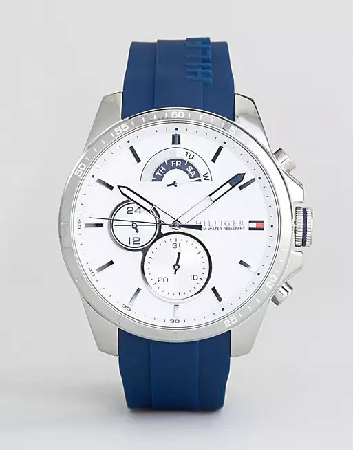  Shop Authentic Tommy Hilfiger Decker Quartz White Dial Blue Rubber Strap Watch for Men - 1791349 - Luxxuri