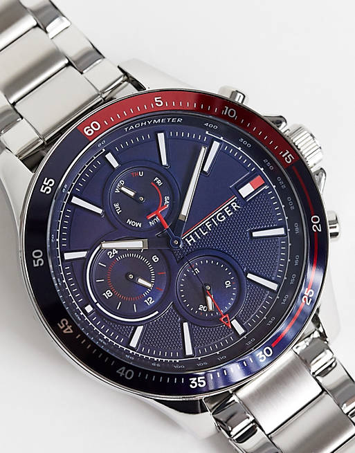  Shop Authentic Tommy Hilfiger Bank Chronograph Blue Dial Silver Steel Strap Watch for Men - 1791718 - Luxxuri