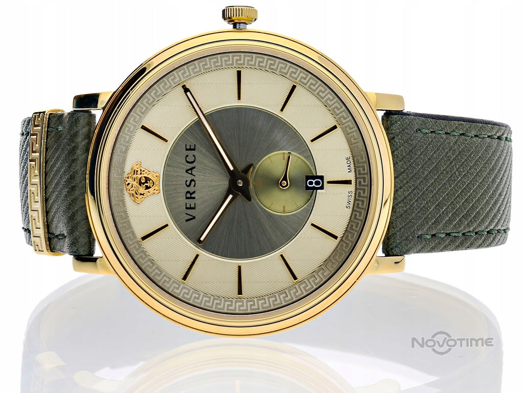  Shop Authentic Versace V-Circle Manifesto Gold Dial Black Leather Strap Watch for Men - VBQ030017 - Luxxuri