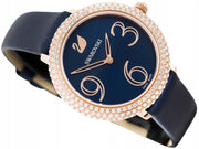  Shop Authentic Swarovski Crystal Frost Blue Dial Blue Leather Strap Watch for Women - 5484061 - Luxxuri
