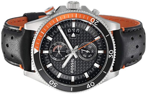  Shop Authentic Fossil Wakefield Chronograph Black Dial Black Leather Strap Watch for Men - CH2953 - Luxxuri