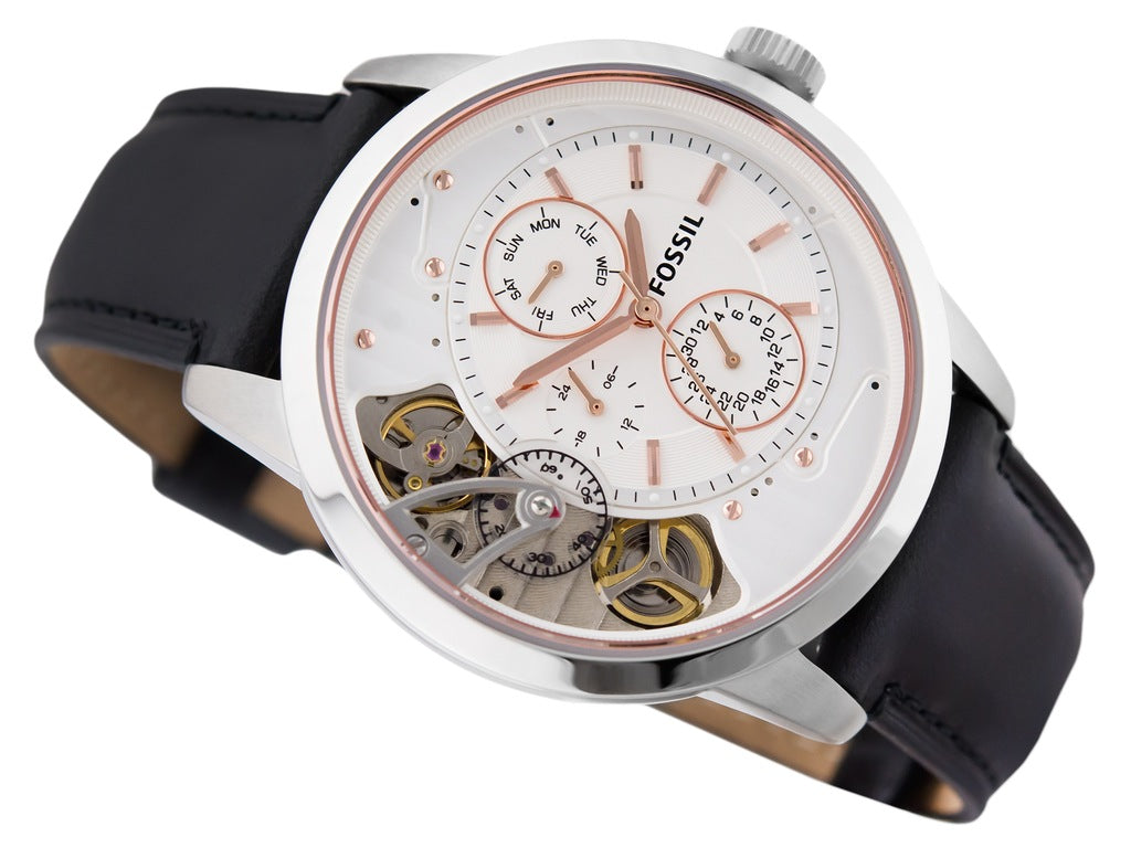  Shop Authentic Fossil Townsman Twist Multifunction White Dial Black Leather Strap Watch for Men - ME1164 - Luxxuri