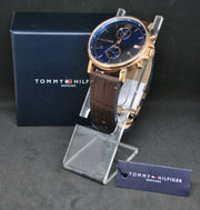  Shop Authentic Tommy Hilfiger Daniel Blue Dial Brown Leather Strap Watch for Men - 1710418 - Luxxuri