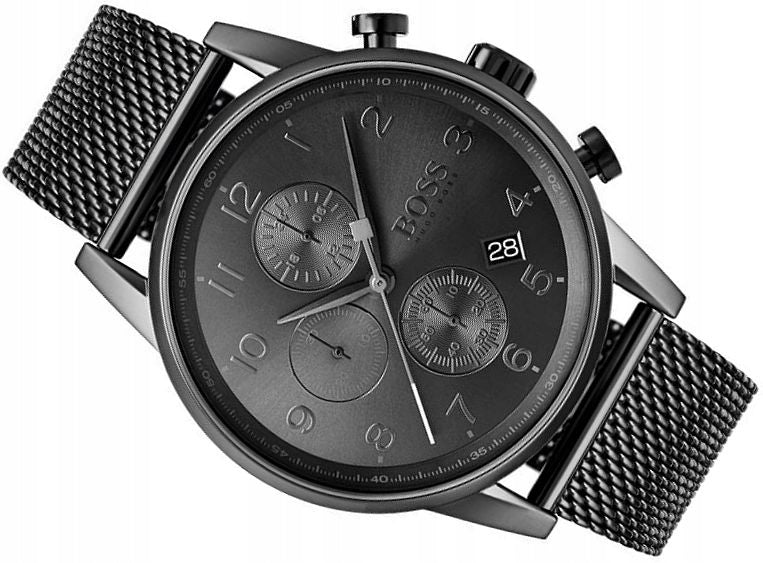  Shop Authentic Hugo Boss Navigator Grey Dial Grey Mesh Bracelet Watch for Men - 1513674 - Luxxuri