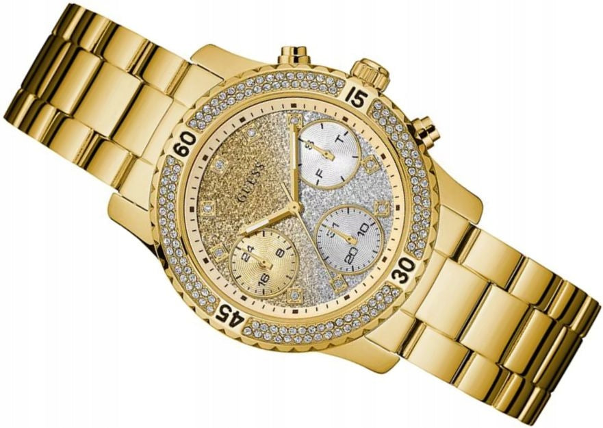  Shop Authentic Guess Confetti Diamonds Silver Dial Gold Steel Strap Watch for Women - W0774L5 - Luxxuri