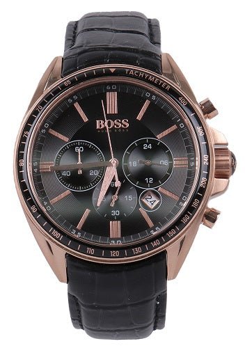  Shop Authentic Hugo Boss Driver Black Dial Black Leather Strap Watch for Men - 1513092 - Luxxuri