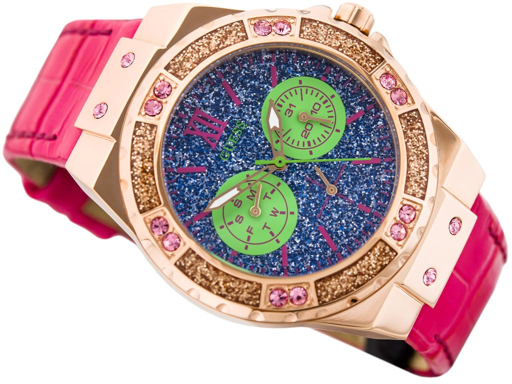  Shop Authentic Guess Limelight Quartz Multicolor Dial Red Leather Strap Watch For Women - W0775L4 - Luxxuri