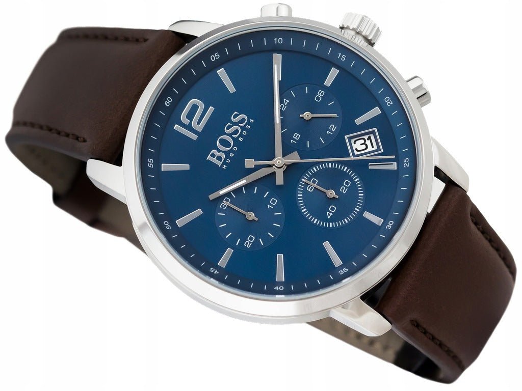  Shop Authentic Hugo Boss Attitude Blue Dial Brown Leather Strap Watch for Men - 1513606 - Luxxuri