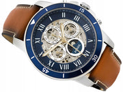  Shop Authentic Fossil Grant Sport Automatic Skeleton Blue Dial Brown Leather Strap Watch for Men - ME3140 - Luxxuri