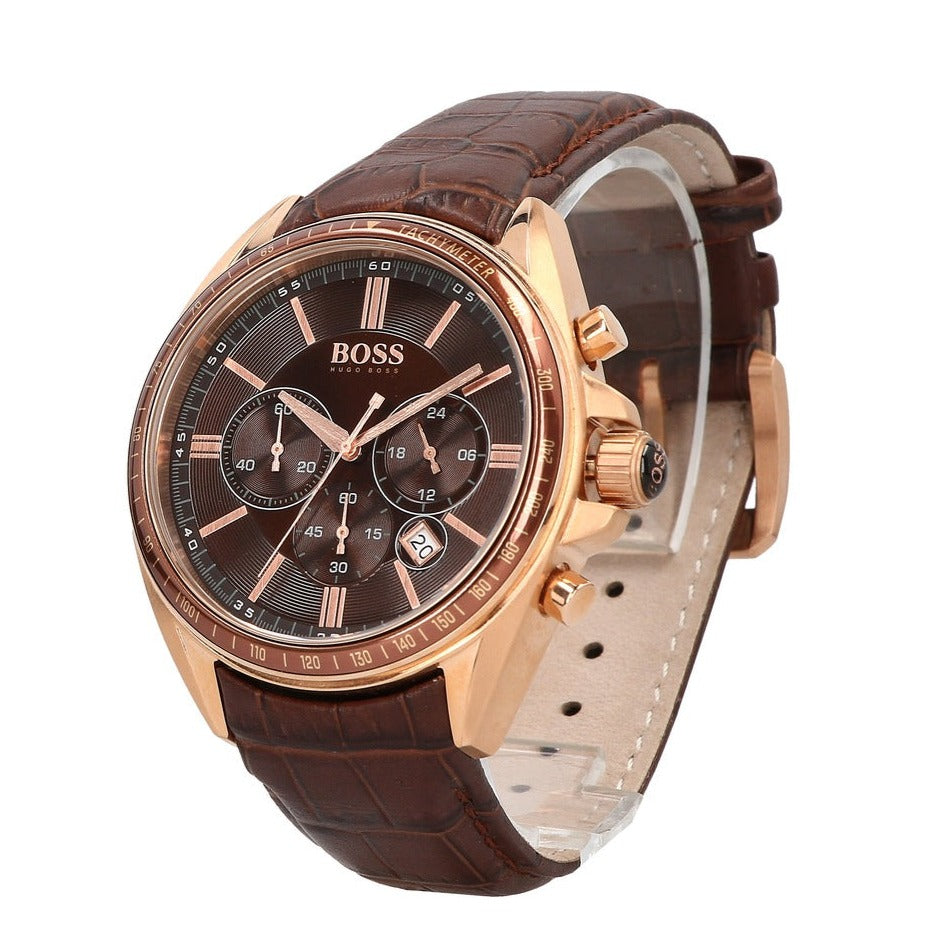  Shop Authentic Hugo Boss Driver Chronograph Brown Dial Brown Leather Strap Watch For Men - HB1513093 - Luxxuri