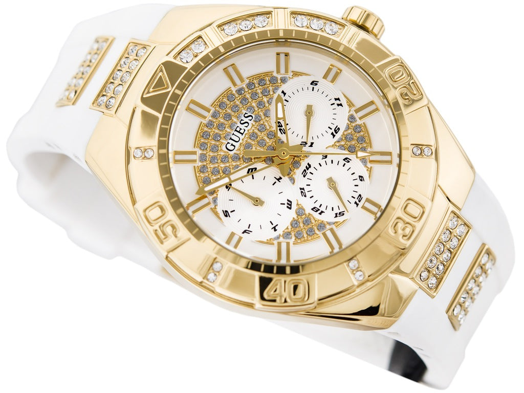  Shop Authentic Guess Luna Diamonds White Dial White Rubber Strap Watch for Women - W0653L3 - Luxxuri