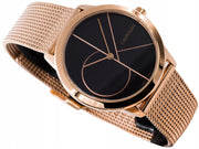  Shop Authentic Calvin Klein Minimal Black Dial Rose Gold Mesh Bracelet Watch for Men - K3M22621 - Luxxuri
