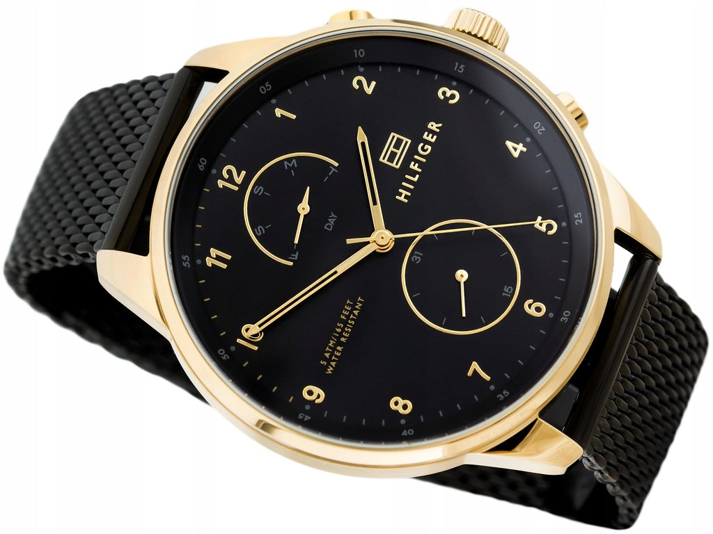  Shop Authentic Tommy Hilfiger Chase Quartz Black Dial Black Mesh Bracelet Watch for Men - 1791580 - Luxxuri