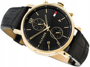  Shop Authentic Tommy Hilfiger Daniel Black Dial Black Leather Strap Watch for Men - 1710417 - Luxxuri