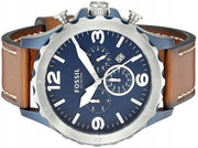  Shop Authentic Fossil Nate Chronograph Navy Blue Dial Brown Leather Strap Watch for Men - JR1504 - Luxxuri
