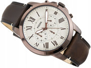  Shop Authentic Fossil Grant Chronograph White Dial Brown Leather Strap Watch for Men - FS5344 - Luxxuri