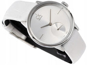  Shop Authentic Calvin Klein Accent Silver Dial White Leather Strap Watch for Women - K2Y231K6 - Luxxuri