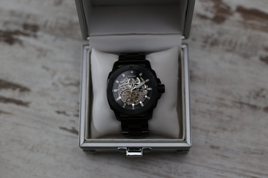  Shop Authentic Fossil Modern Machine Automatic Silver Dial Black Steel Strap Watch for Men - ME3080 - Luxxuri
