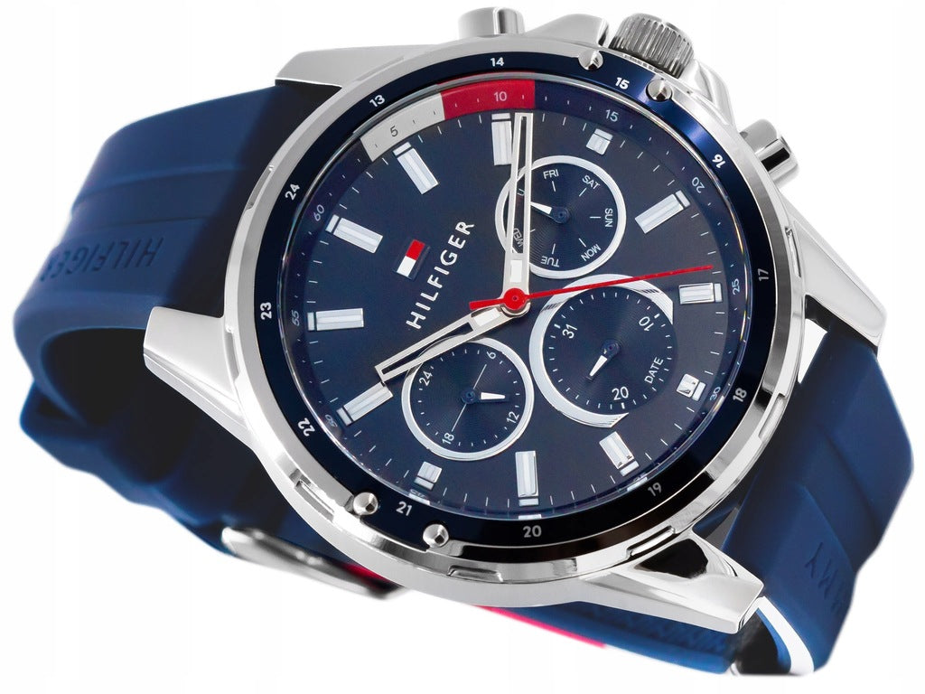  Shop Authentic Tommy Hilfiger Mason Blue Dial Blue Rubber Strap Watch for Men - 1791791 - Luxxuri