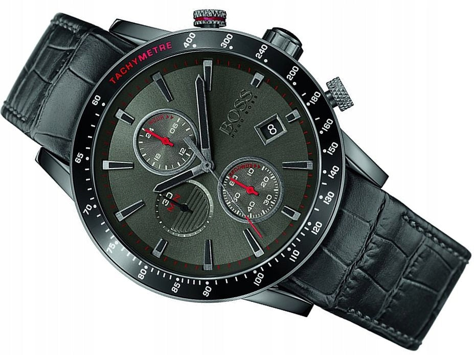  Shop Authentic Hugo Boss Rafale Chronograph Grey Dial Black Leather Strap Watch For Men - HB1513445 - Luxxuri