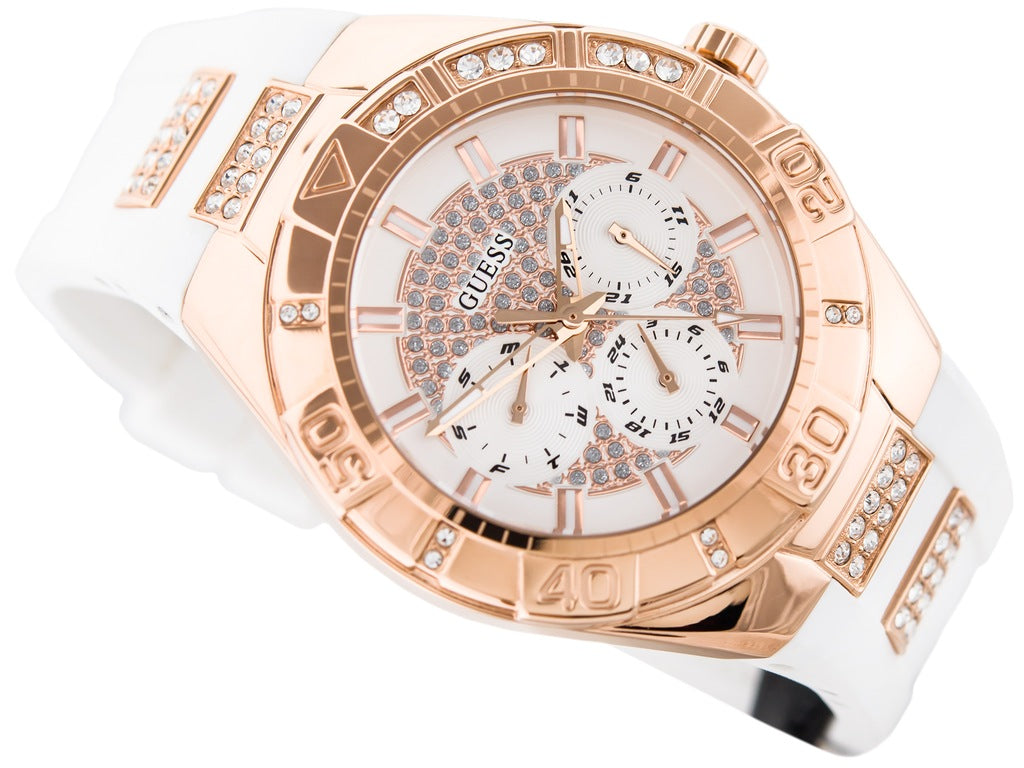  Shop Authentic Guess Luna Diamonds White Dial White Rubber Strap Watch for Women - W0653L4 - Luxxuri