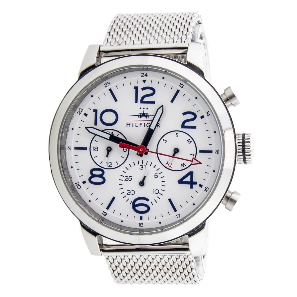  Shop Authentic Tommy Hilfiger Jake Quartz White Dial Silver Mesh Bracelet Watch for Men - 1791233 - Luxxuri