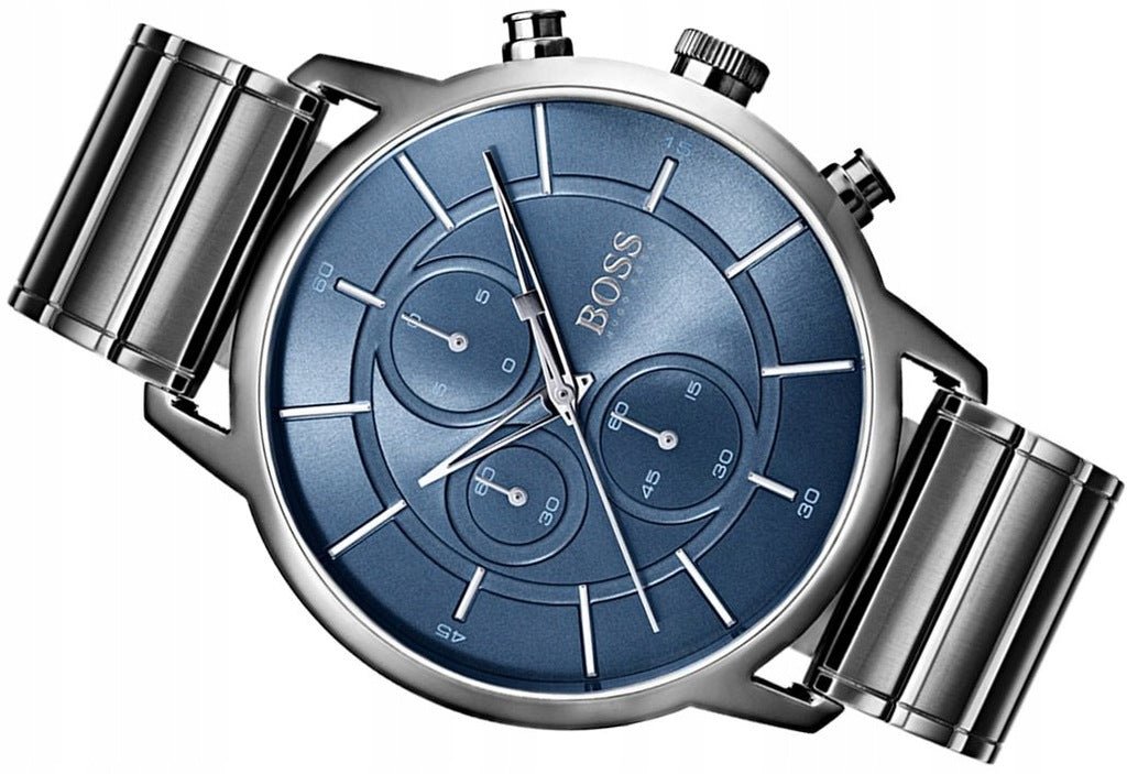  Shop Authentic Hugo Boss Architectural Blue Dial Grey Steel Strap Watch for Men - 1513574 - Luxxuri