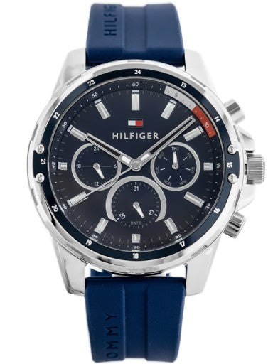  Shop Authentic Tommy Hilfiger Mason Blue Dial Blue Rubber Strap Watch for Men - 1791791 - Luxxuri