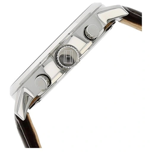  Shop Authentic Tommy Hilfiger Aiden Quartz Black Dial Brown Leather Strap Watch for Men - 1791309 - Luxxuri