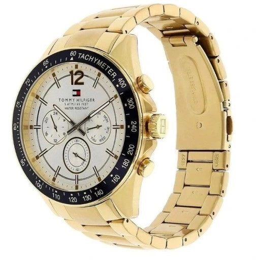  Shop Authentic Tommy Hilfiger Luke Chronograph White Dial Gold Steel Strap Watch for Men - 1791121 - Luxxuri
