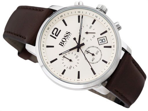  Shop Authentic Hugo Boss Attitude White Dial Brown Leather Strap Watch for Men - 1513609 - Luxxuri
