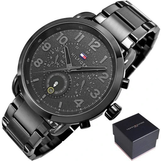  Shop Authentic Tommy Hilfiger Briggs Black Dial Black Steel Strap Watch for Men  - 1791423 - Luxxuri