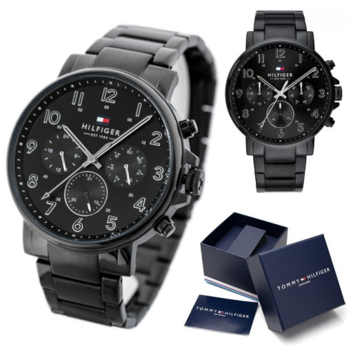  Shop Authentic Tommy Hilfiger Daniel Black Dial Black Steel Strap Watch for Men - 1710383 - Luxxuri