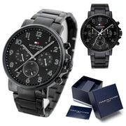  Shop Authentic Tommy Hilfiger Daniel Black Dial Black Steel Strap Watch for Men - 1710383 - Luxxuri