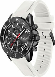  Shop Authentic Hugo Boss Admiral Chronograph Black Dial White Rubber Strap Watch for Men - 1513966 - Luxxuri