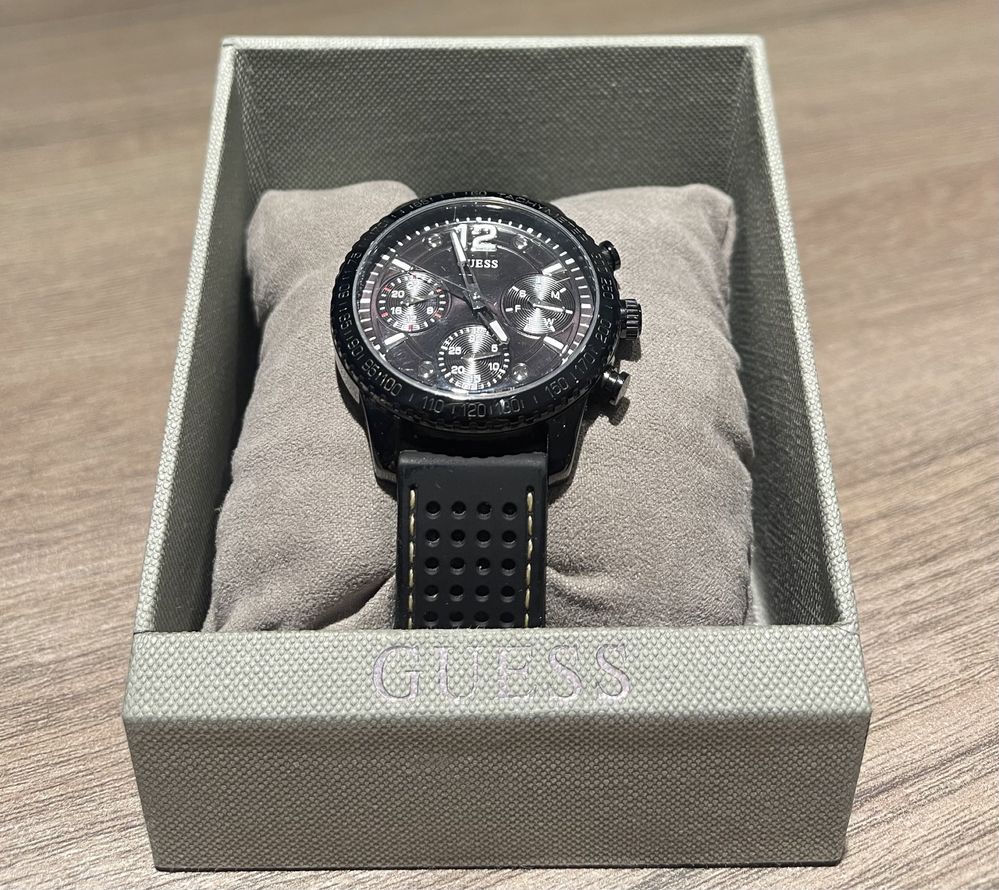  Shop Authentic Guess Marina Chronograph Black Dial Black Rubber Strap Watch for Women - W1025L3 - Luxxuri