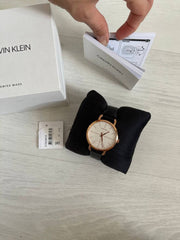  Shop Authentic Calvin Klein Even White Dial Black Leather Strap Watch for Women - K7B236C6 - Luxxuri