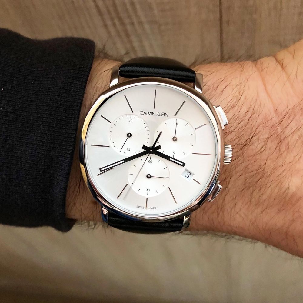  Shop Authentic Calvin Klein Posh Silver Dial Black Leather Strap Watch for Men - K8Q371C6 - Luxxuri