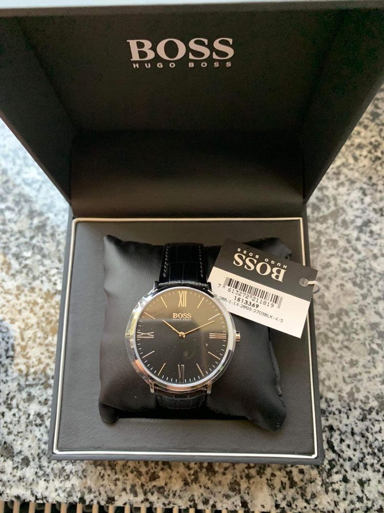  Shop Authentic Hugo Boss Jackson Black Dial Black Leather Strap Watch for Men - 1513369 - Luxxuri