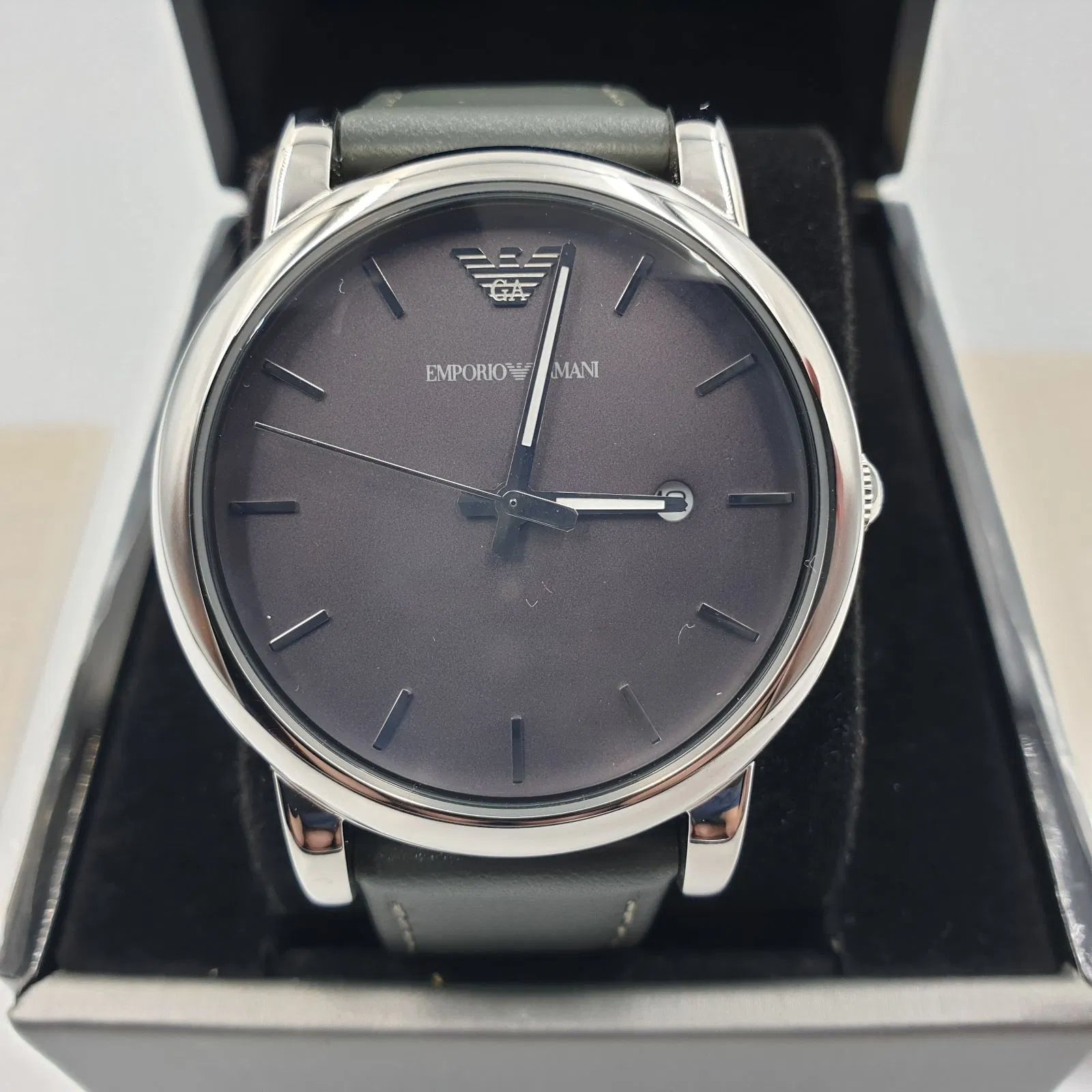  Shop Authentic Emporio Armani Classic Quartz Grey Dial Grey Leather Strap Watch For Men - AR1730 - Luxxuri