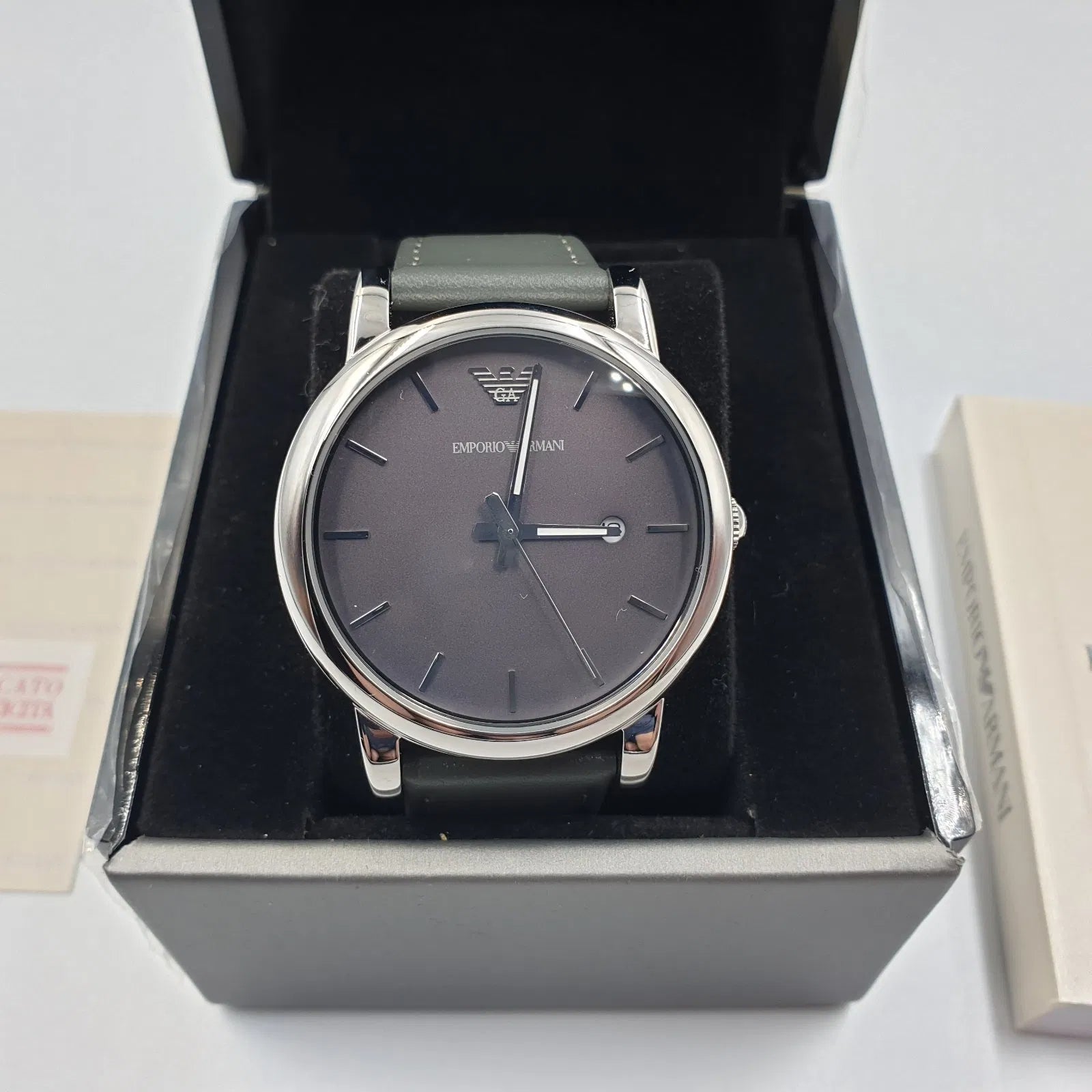  Shop Authentic Emporio Armani Classic Quartz Grey Dial Grey Leather Strap Watch For Men - AR1730 - Luxxuri